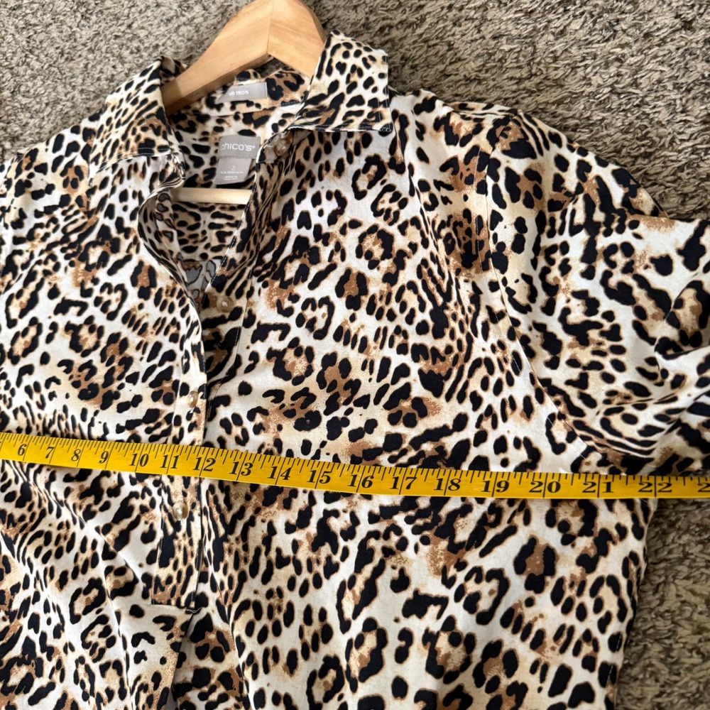 Chicos 2 Leopard Print Collared Button Front Shir… - image 7